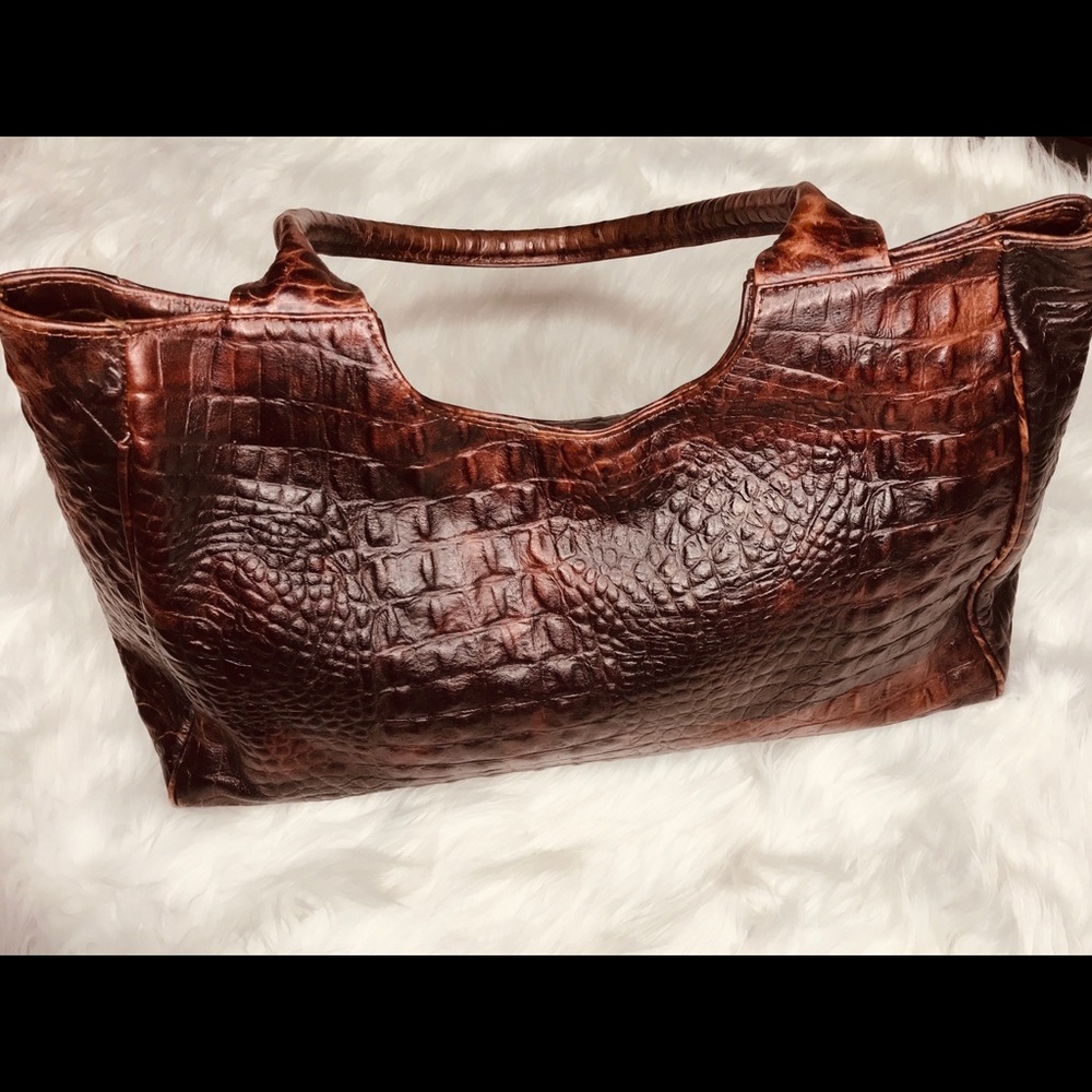 Rare Leather Croc print animal exotic purse .